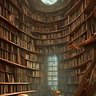 Magical library wallpaper
