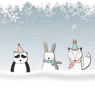 Winter cartoon animals wallpaper