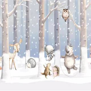 Winter cartoon animals wallpaper