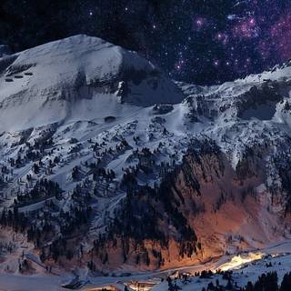 Winter mountain Android wallpaper