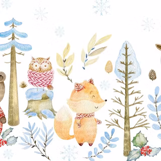 Winter cartoon animals wallpaper
