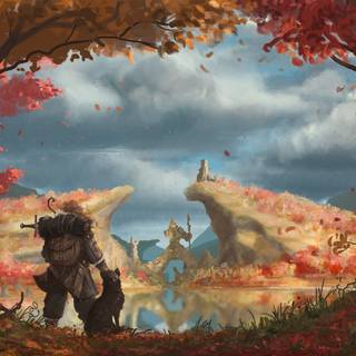 Autumn fantasy landscape wallpaper