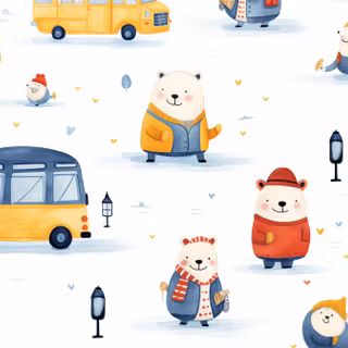Winter cartoon animals wallpaper
