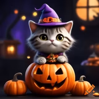 Preppy Halloween cat wallpaper