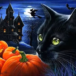 Preppy Halloween cat wallpaper