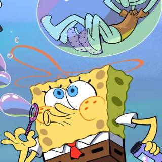 Spongebob blowing bubbles wallpaper