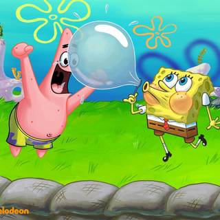 Spongebob blowing bubbles wallpaper