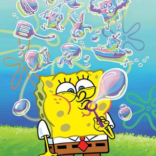 Spongebob blowing bubbles wallpaper