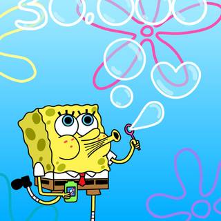 Spongebob blowing bubbles wallpaper