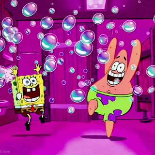 Spongebob blowing bubbles wallpaper