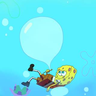 Spongebob blowing bubbles wallpaper
