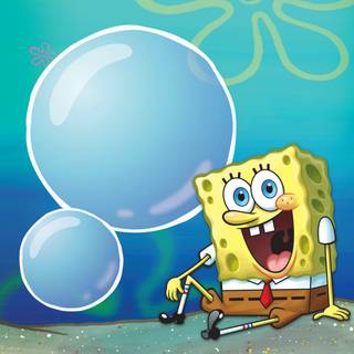 Spongebob blowing bubbles wallpaper