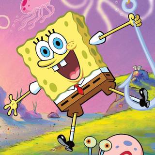 Spongebob blowing bubbles wallpaper