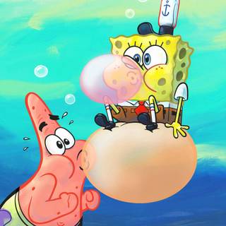 Spongebob blowing bubbles wallpaper