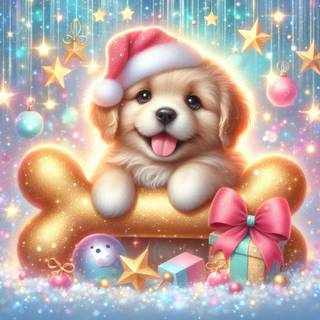 Tiny Christmas puppies wallpaper