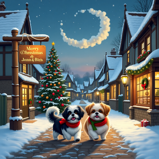 Tiny Christmas puppies wallpaper