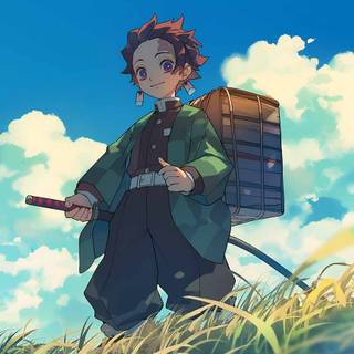 Tanjiro in a peace place wallpaper