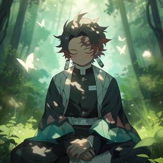 Tanjiro in a peace place wallpaper
