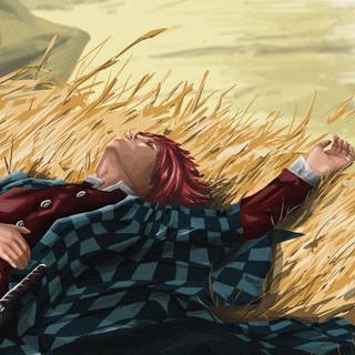 Tanjiro in a peace place wallpaper