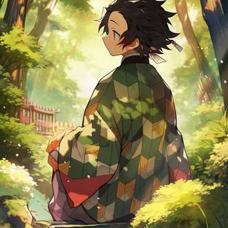 Tanjiro in a peace place wallpaper