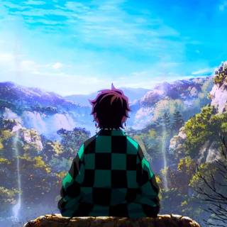 Tanjiro in a peace place wallpaper