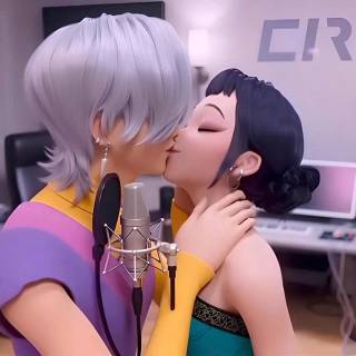 Zoey and Mystery kissing wallpaper