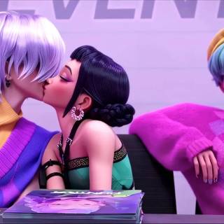 Zoey and Mystery kissing wallpaper