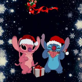 Stitch and Angel Christmas wallpaper