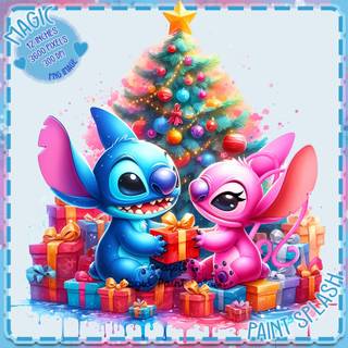 Stitch and Angel Christmas wallpaper