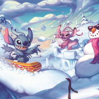 Stitch and Angel Christmas wallpaper
