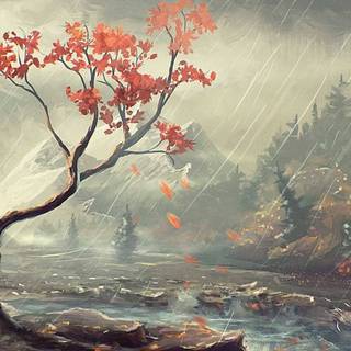 Rain painting wallpaper