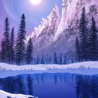Painting winter wallpaper