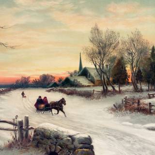 Painting winter wallpaper
