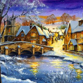 Painting winter wallpaper