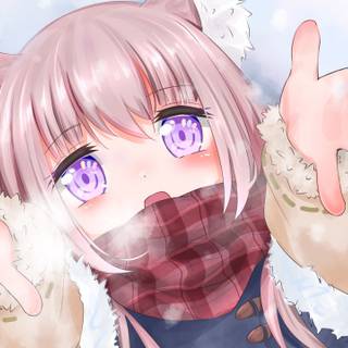 Pink hair winter girl wallpaper