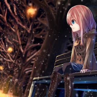 Pink hair winter girl wallpaper