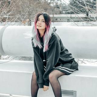 Pink hair winter girl wallpaper