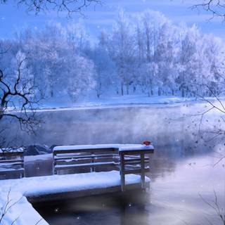 Painting winter wallpaper