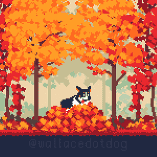 Pixel autumn anime wallpaper