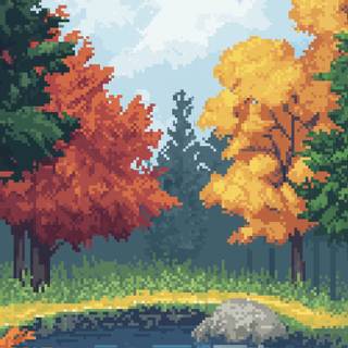 Pixel autumn anime wallpaper