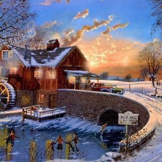 Painting winter wallpaper