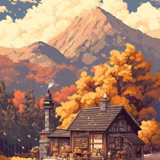 Pixel autumn anime wallpaper