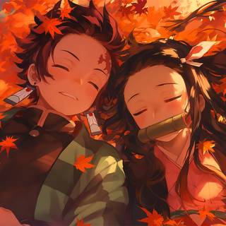 Pixel autumn anime wallpaper