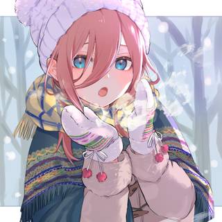 Pink hair winter girl wallpaper