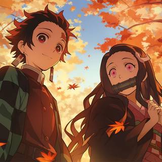 Pixel autumn anime wallpaper