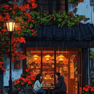 Pixel autumn anime wallpaper