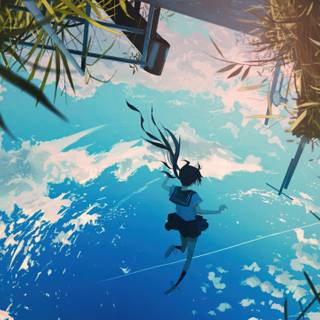 Pixel autumn anime wallpaper