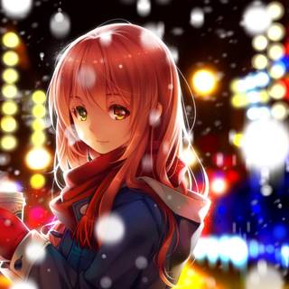 Pink hair winter girl wallpaper