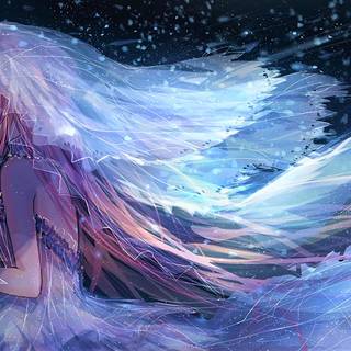 Pink hair winter girl wallpaper