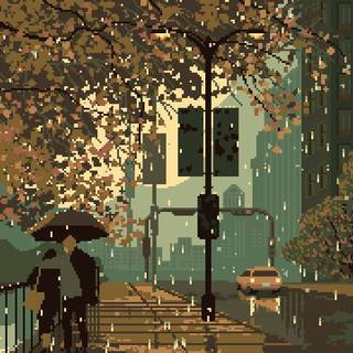 Autumn pixel art desktop wallpaper